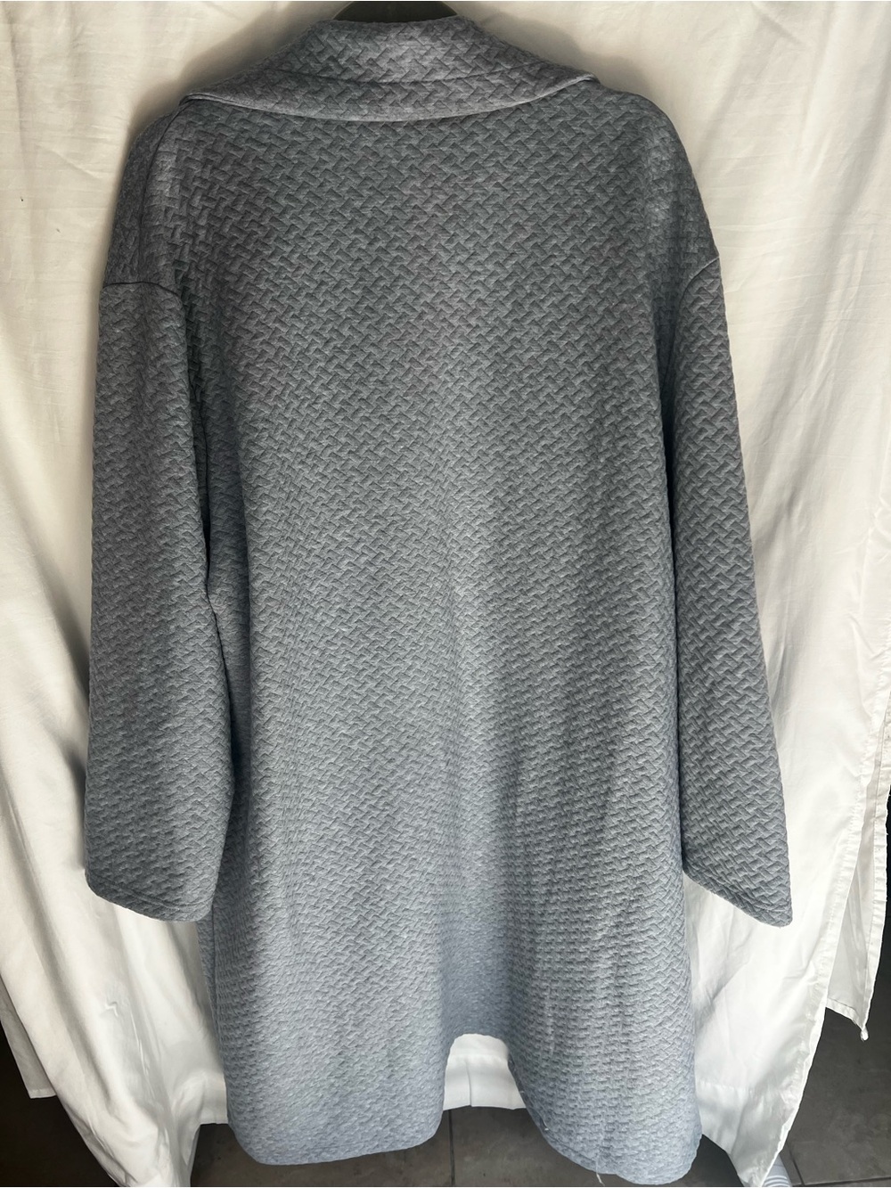 Cato Light Blue Textured Long Robe Coat - Picture 4 of 6
